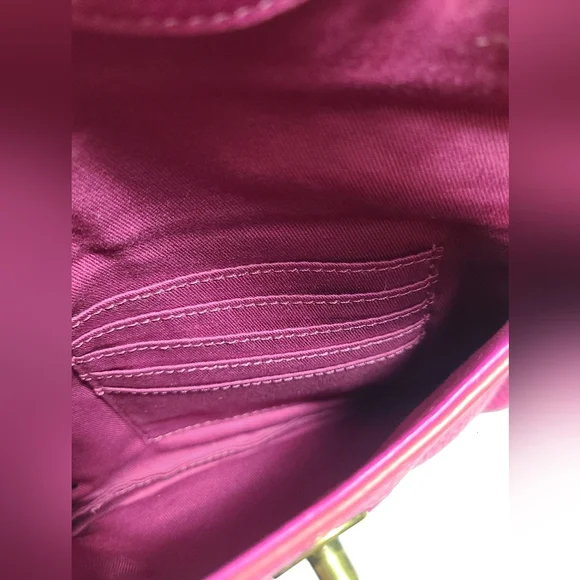 Fossil Monica SL5076690 Fuchsia Genuine Leather Convertible SM X-body/Clutch - Picture 4 of 7